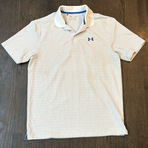 Under Armour White and Blue Men’s Polo Shirt Performance Design Size L